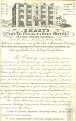 Castle Hotel business card c1835